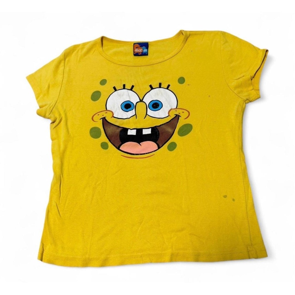 Vintage 2003 Nickelodeon SpongeBob SquarePants Girls XL Yellow T-Shirt Y2K
